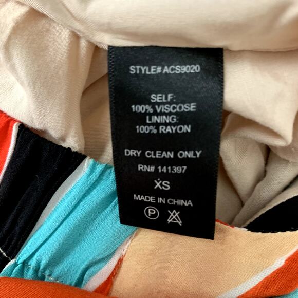 ASTR Monica Striped Midi Skirt Buttons Aqua Orange XS Extra Small - Picture 10 of 11